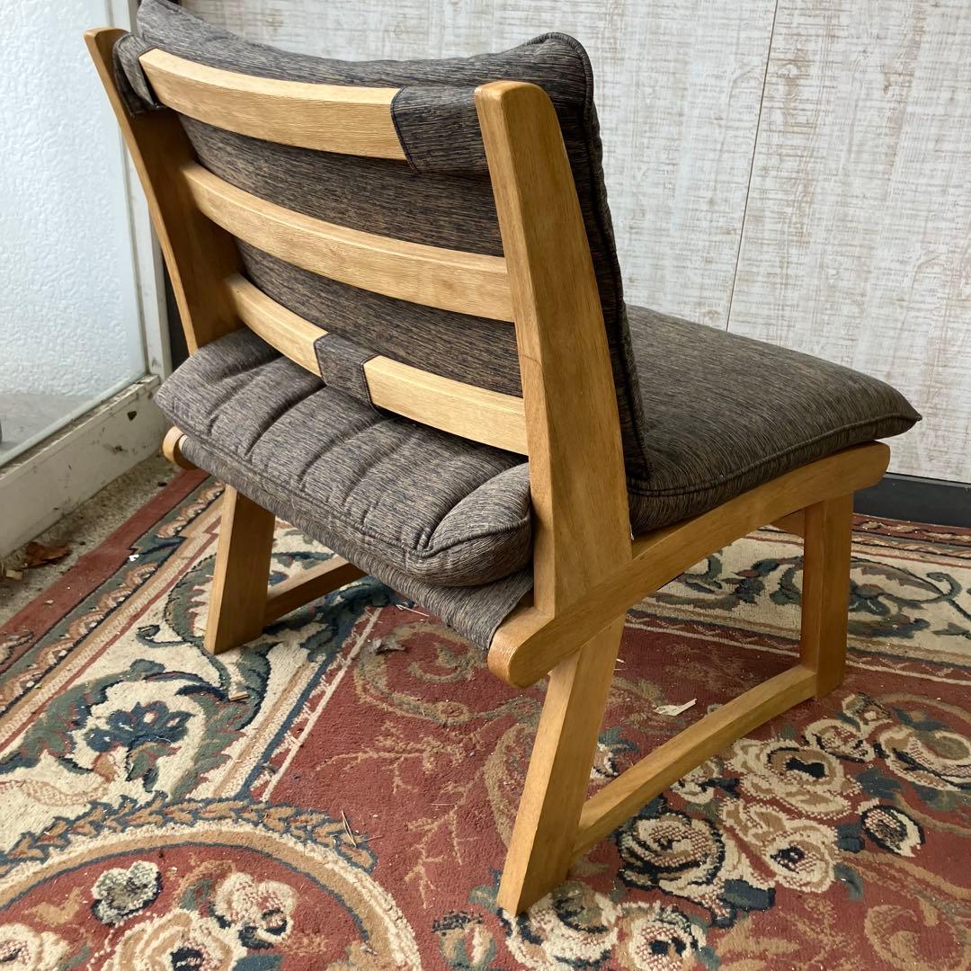 ① 北欧レトロ ミキモク 雅 木製フレーム アームレスチェア 一人掛けソファー