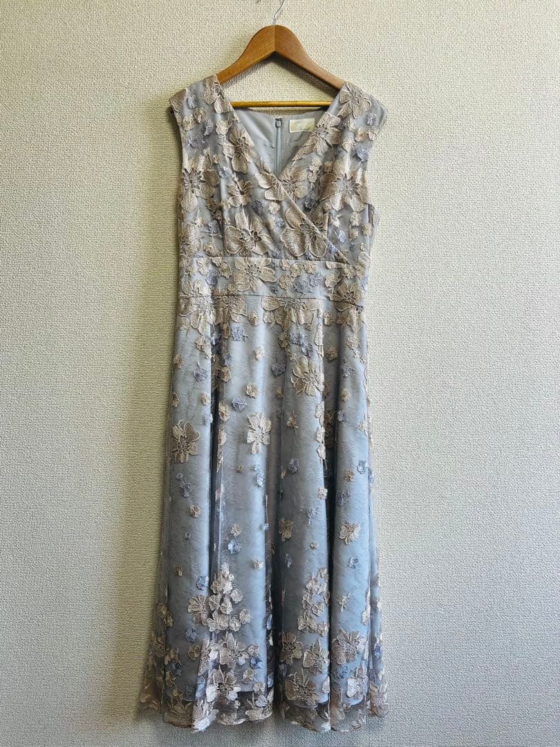 【美品⭐︎】グレースコンチネンタル バイカラーフラワーチュールワンピース グレー