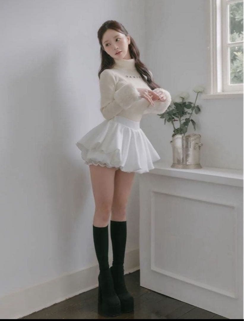 ♥️ダーリッチ ボリュームバルーンミニスカート ホワイト フリー♥️