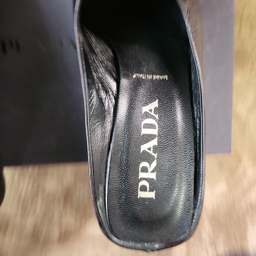 PRADA 黒 レザー ミュールサンダル　23.5cm前後位　正規品