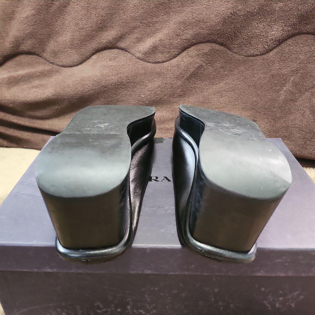 PRADA 黒 レザー ミュールサンダル　23.5cm前後位　正規品