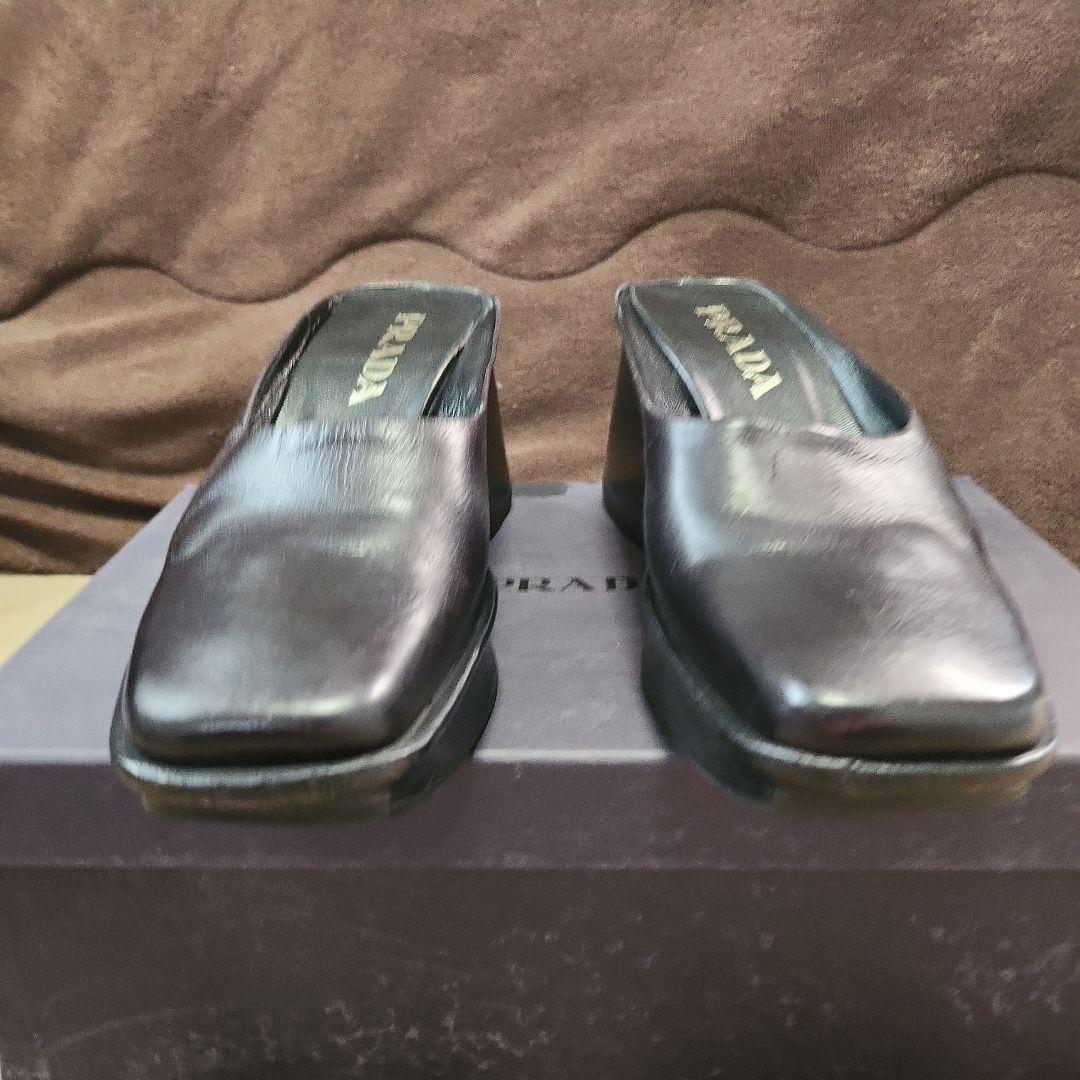 PRADA 黒 レザー ミュールサンダル　23.5cm前後位　正規品