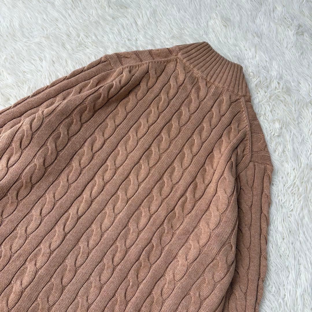 美品 ポロラルフローレン ハーフジップ ケーブルニット 現行 キャメル L