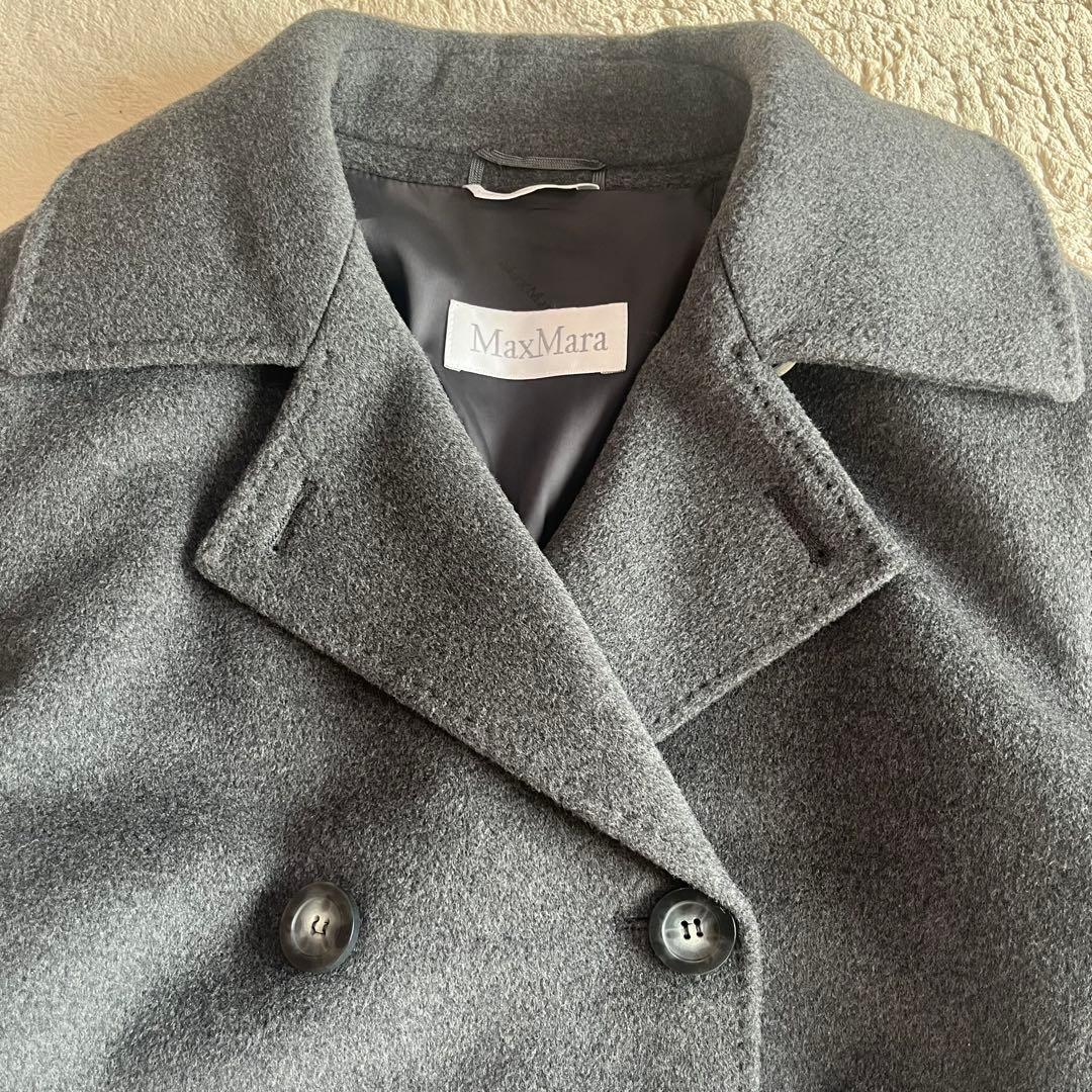 最高級✨️マックスマーラ 白タグ ダブルブレスト カシミヤ チャコールグレー M