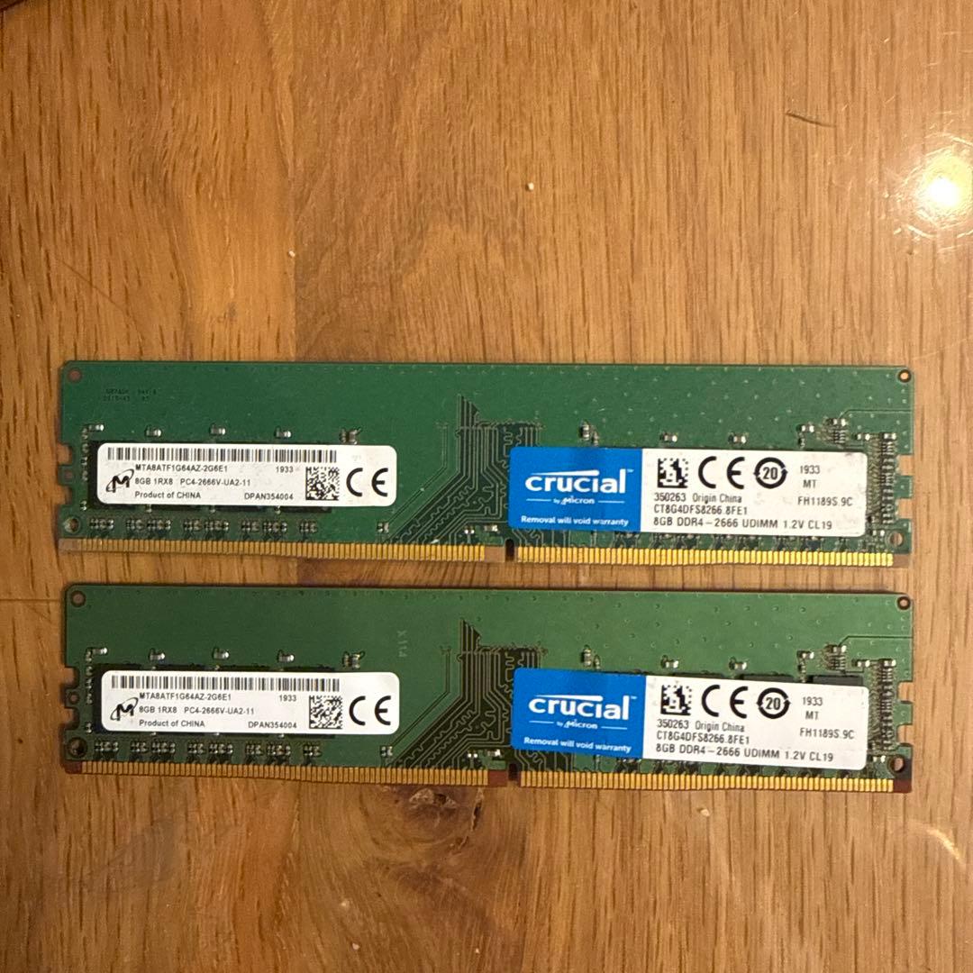 Crucial DDR4 2666 8GB SO-DIMM メモリ 2枚セット
