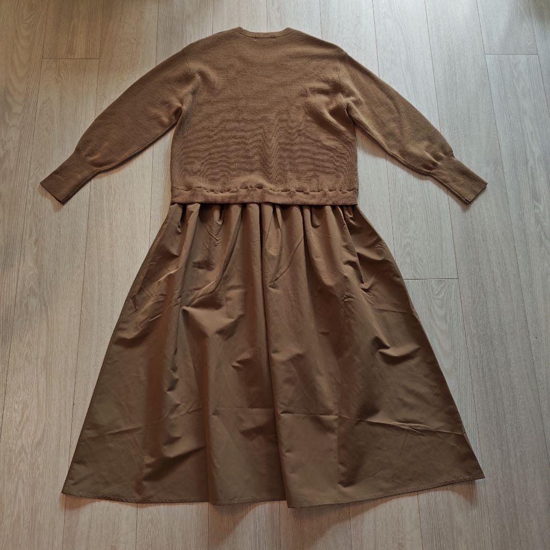 自由区　ウールミラノ異素材ワンピース