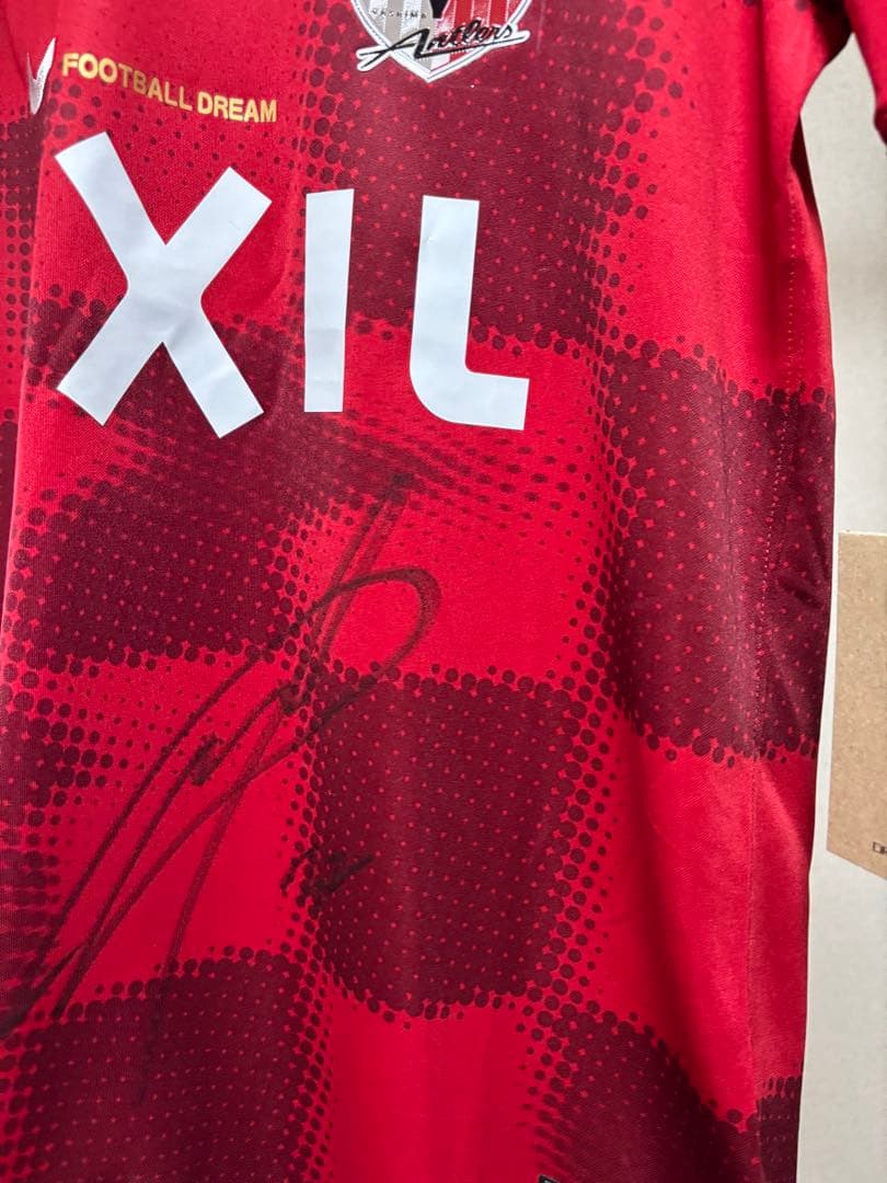 即日配送 Nike サイン入り レッドチェック柄 サッカーシャツ