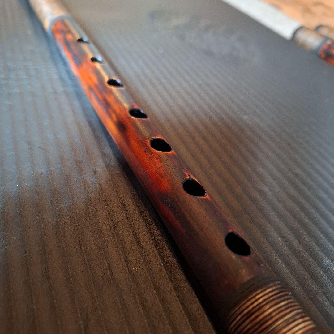 篠笛　古典調　７穴　四本調子　天地胴巻き　燻風仕上げ
