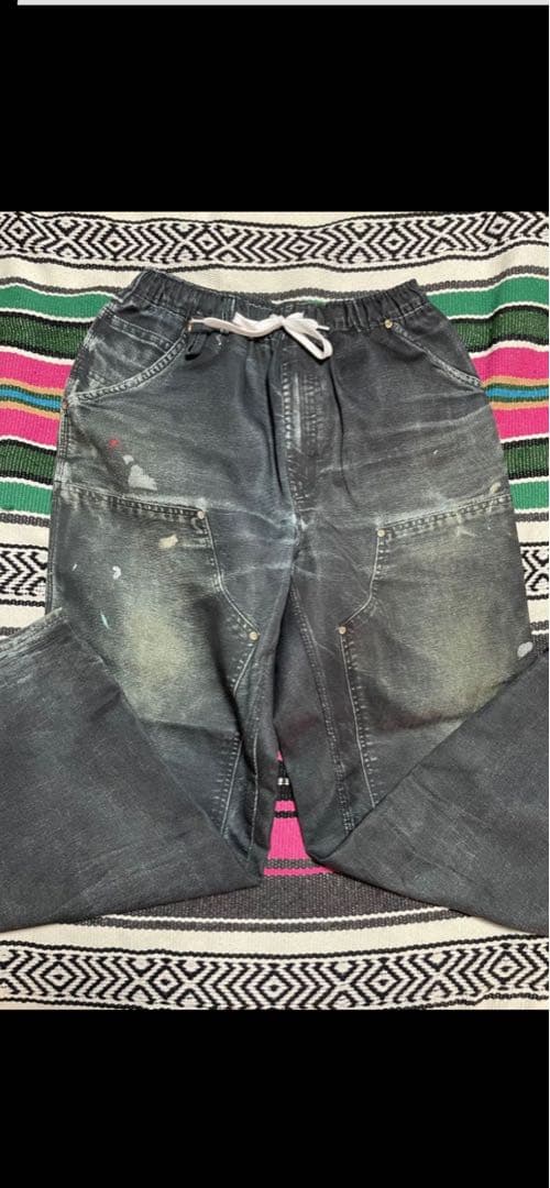 US 三軒茶屋　アス　転写　ダブルニー　イージーパンツ　フェードブラック