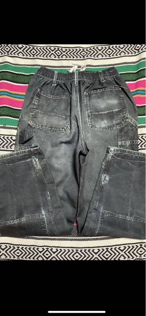 US 三軒茶屋　アス　転写　ダブルニー　イージーパンツ　フェードブラック