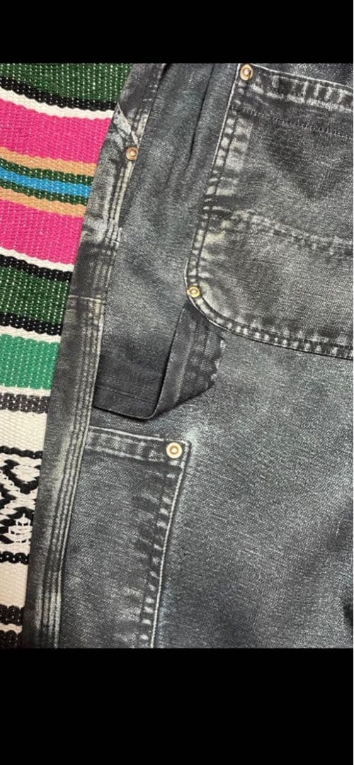 US 三軒茶屋　アス　転写　ダブルニー　イージーパンツ　フェードブラック