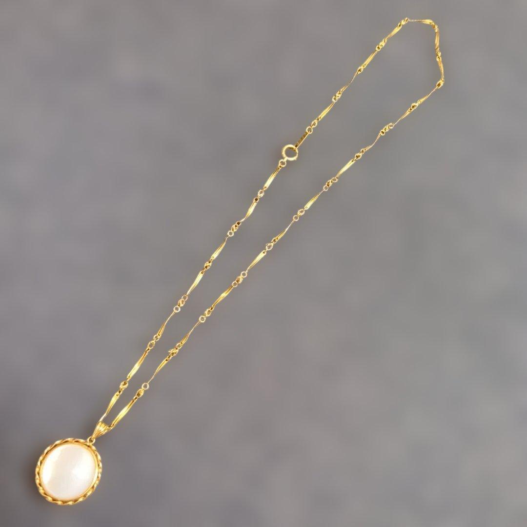 【美品】マベパールネックレス　K18　ゴールド