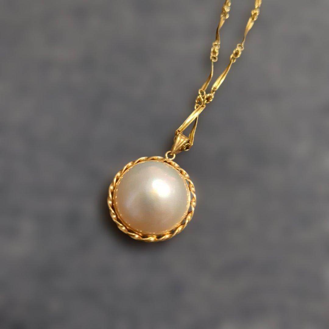 【美品】マベパールネックレス　K18　ゴールド