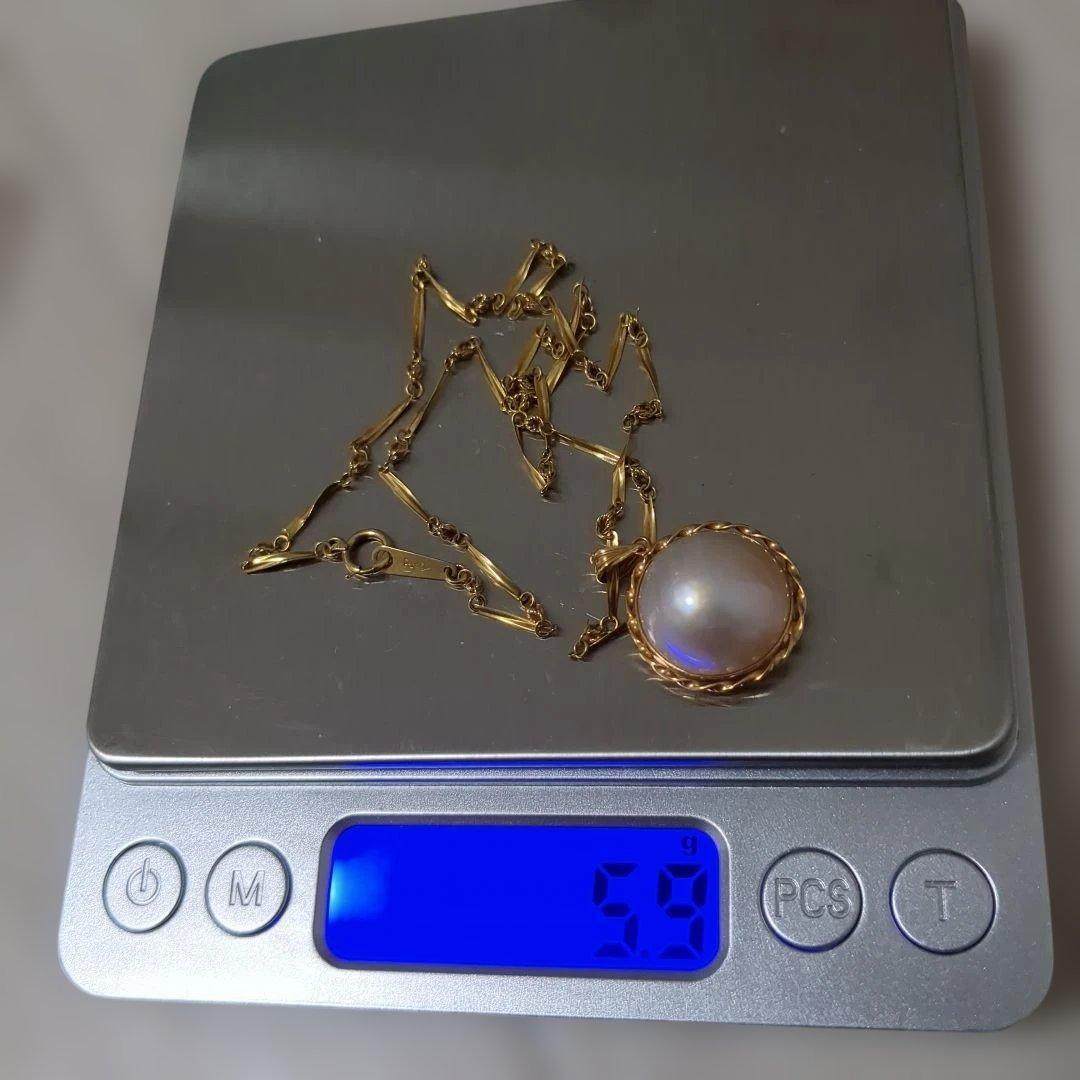 【美品】マベパールネックレス　K18　ゴールド