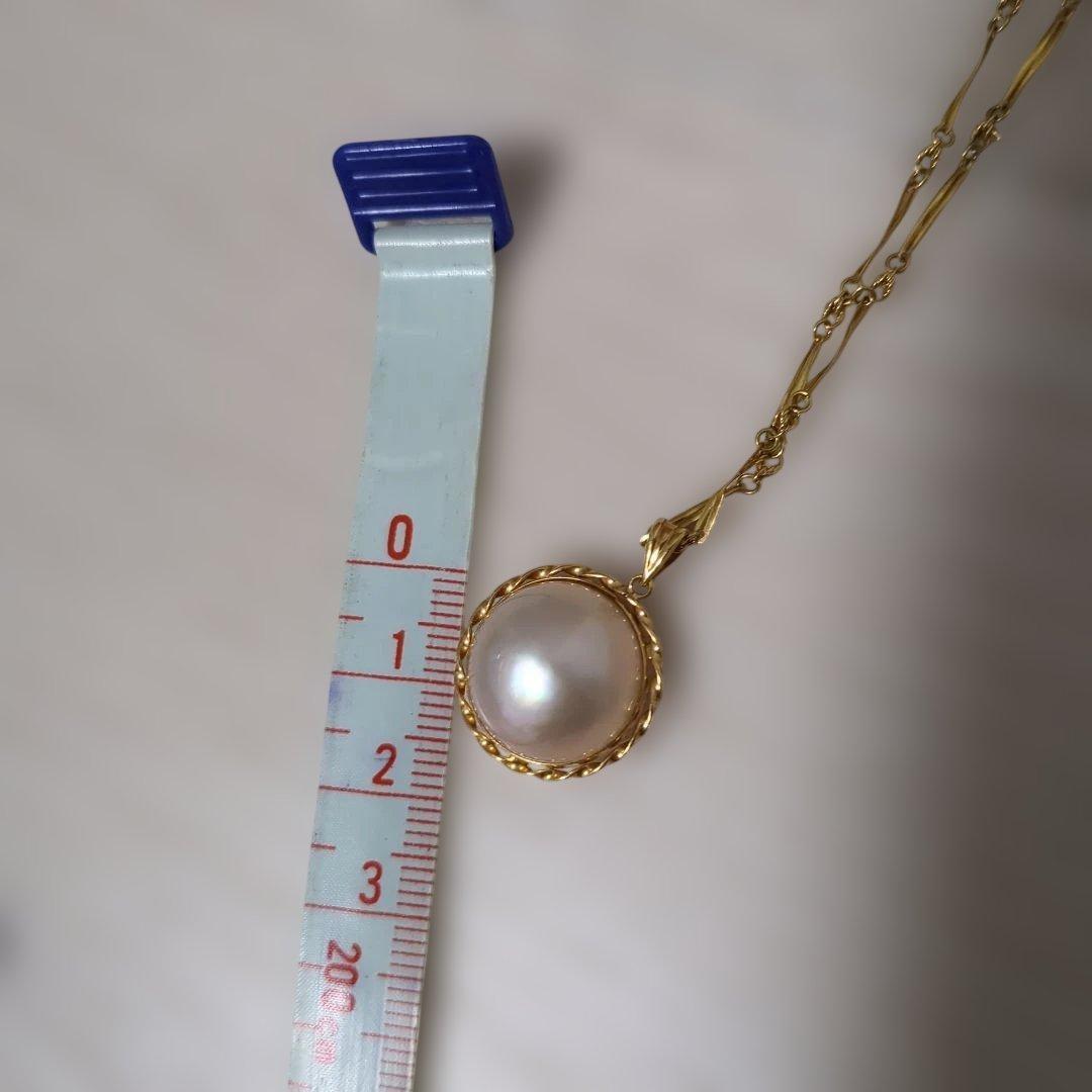 【美品】マベパールネックレス　K18　ゴールド