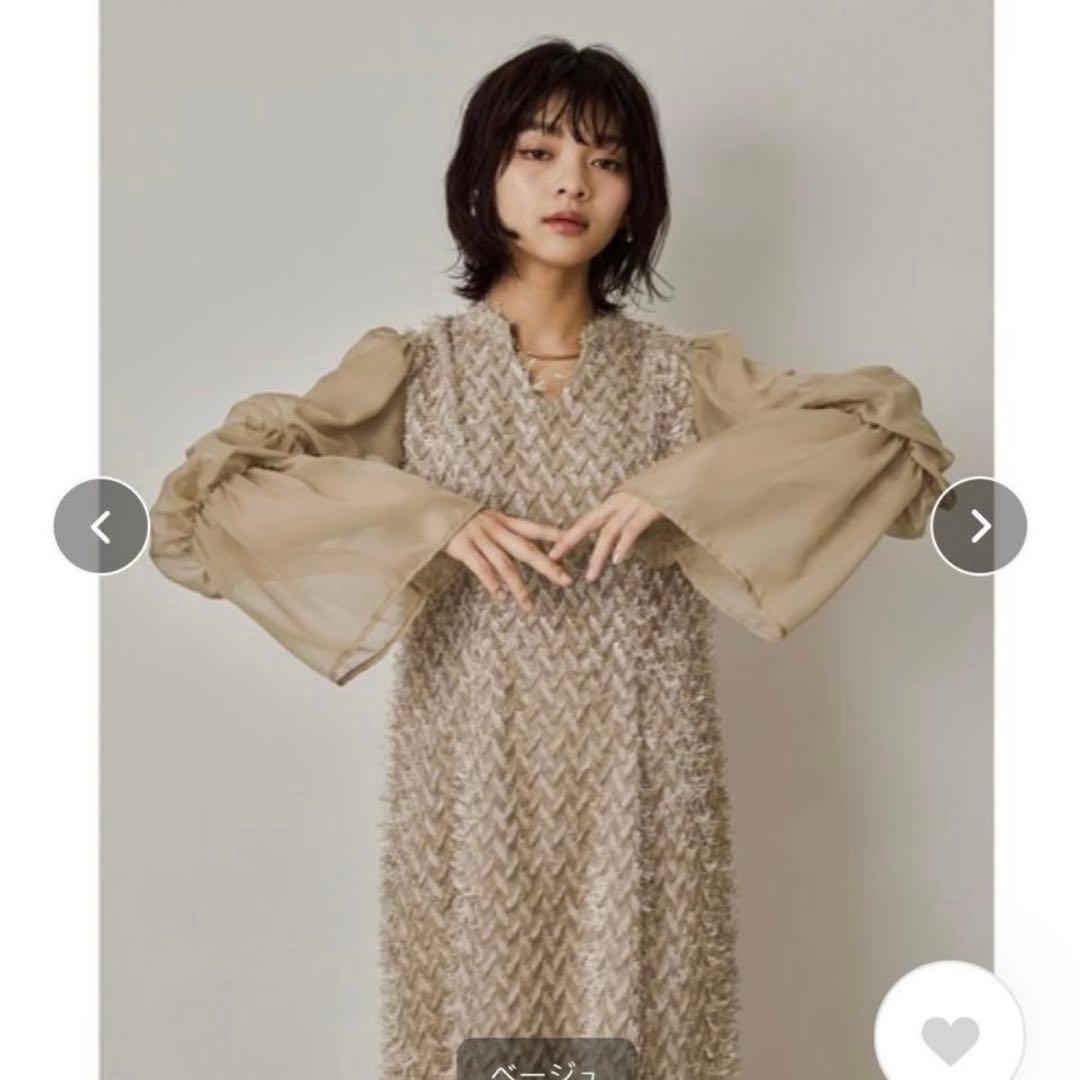 【美品】niana デザインスリーブシャギードレス 結婚式 dorrydoll