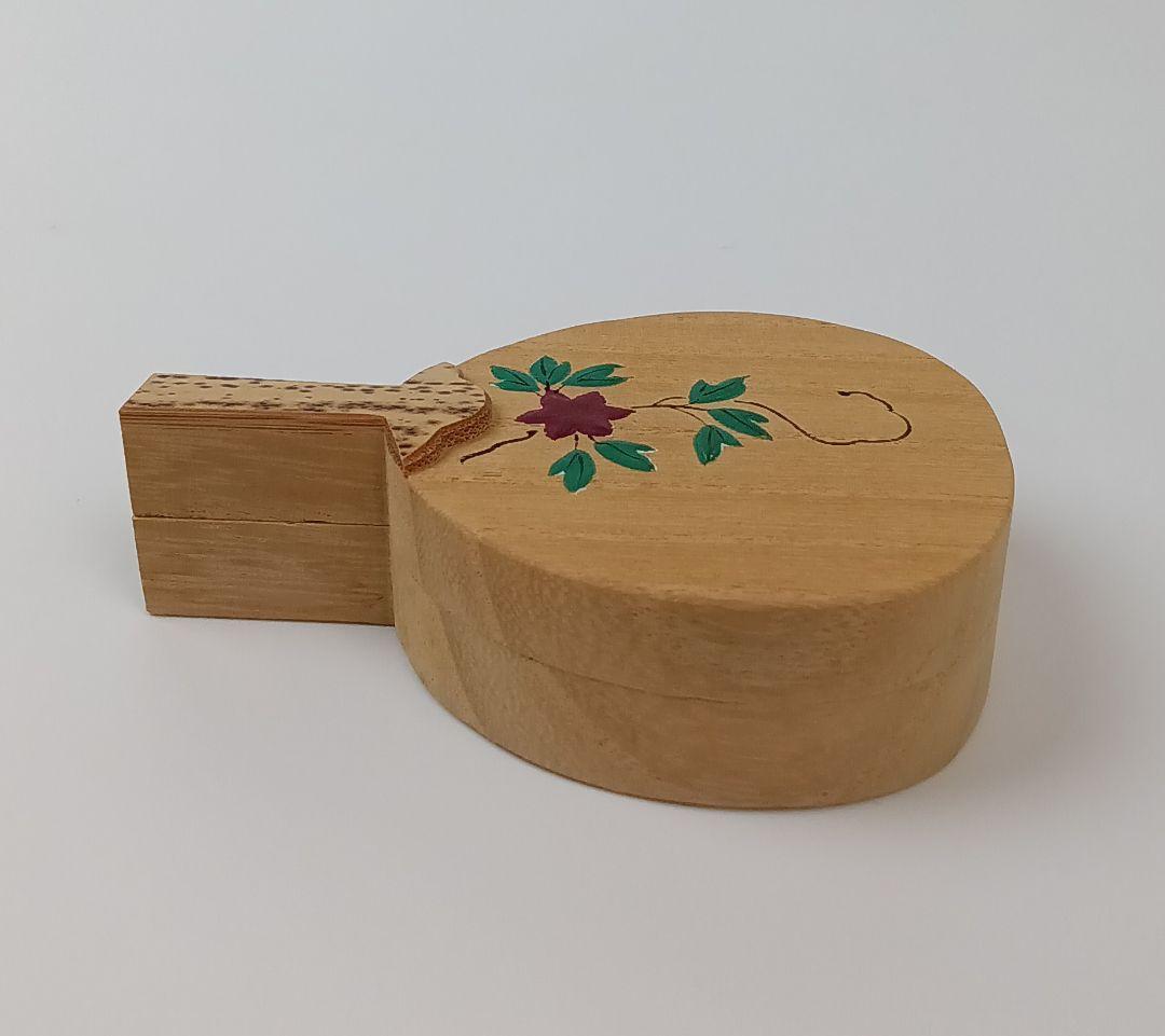 鉄線蒔絵 桐団扇香合 うちわ 木製 茶道具 インテリア