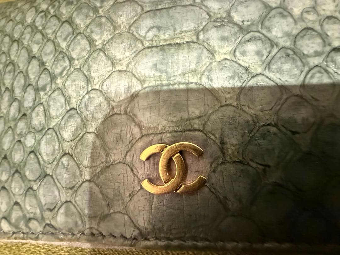 Y &H CHANEL ココマークラウンドファスナーパイソン