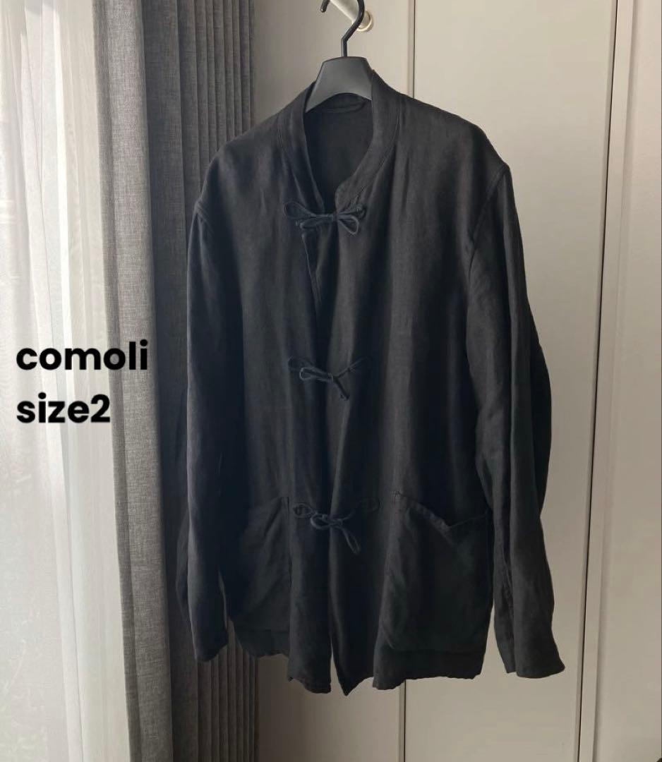 COMOLI コモリ　リネン起毛スタンドカラージャケット　ブラック2