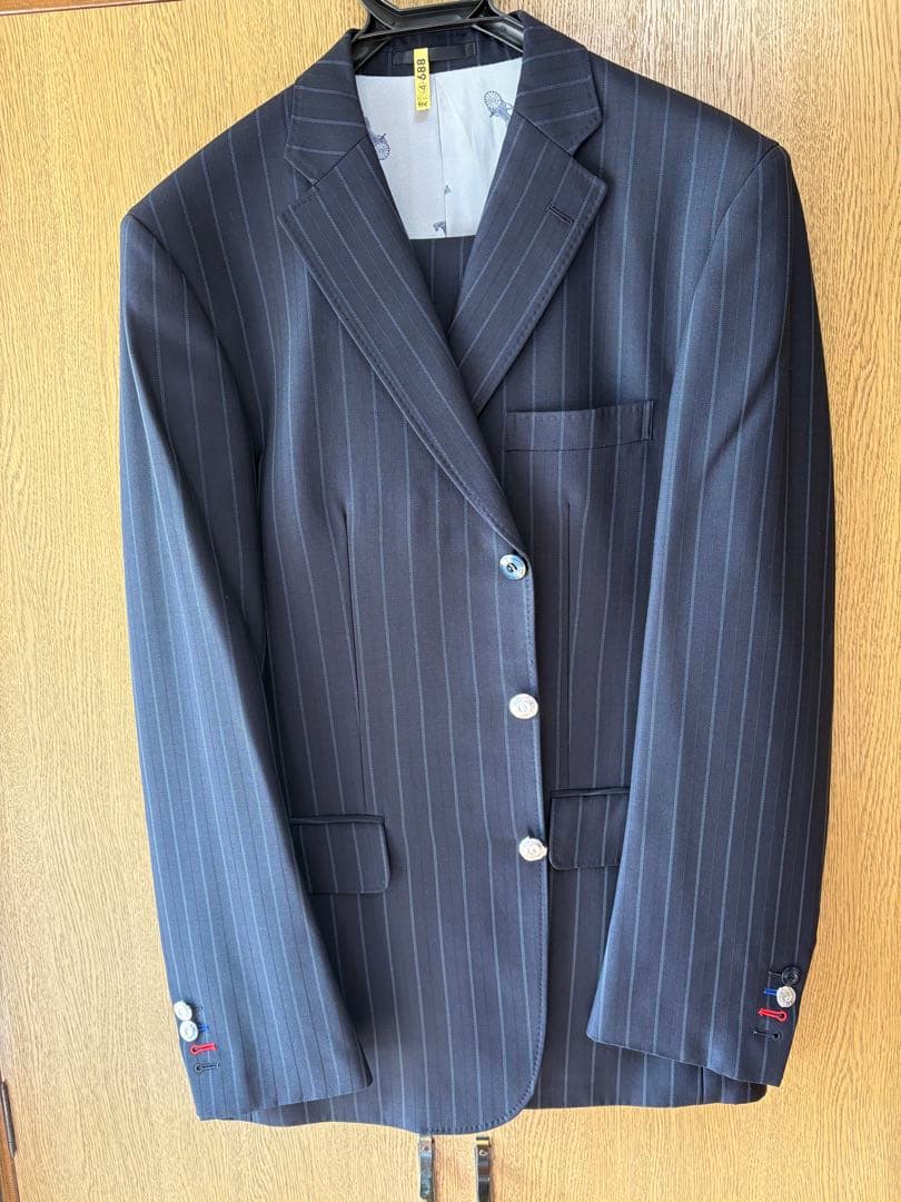 スキャバル⭐︎オーダースーツ⭐︎ AB8程度⭐︎濃紺ストライプ