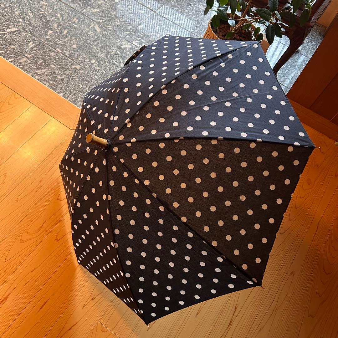 トラディショナル ウェザーウェア 長傘 ネイビー　ドット柄