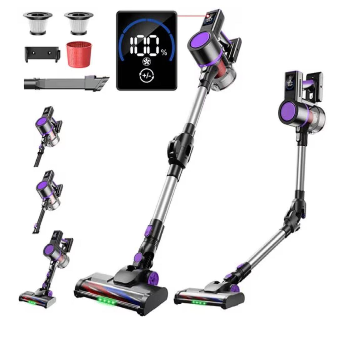 コードレス掃除機 曲がるスティック 超強力 サイクロン ハンディ ライト付 液晶