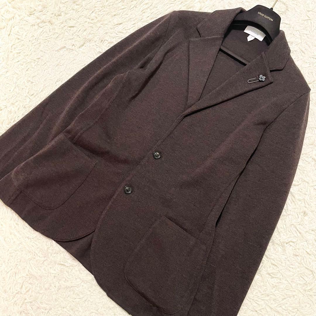 23AW/極美品 ラルディーニ ニットジャケット ブラウン Lサイズ ミラノリブ