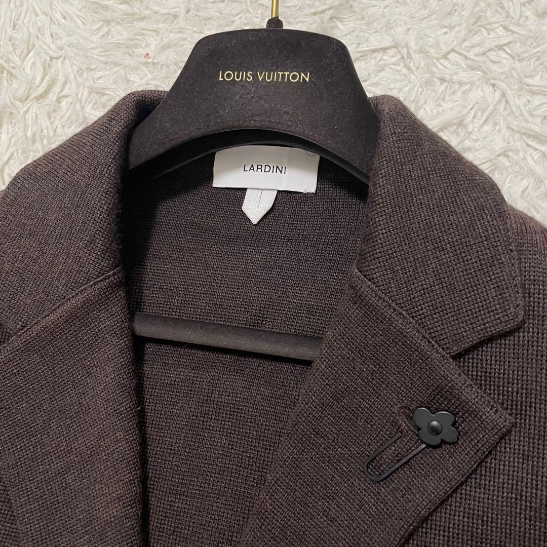 23AW/極美品 ラルディーニ ニットジャケット ブラウン Lサイズ ミラノリブ
