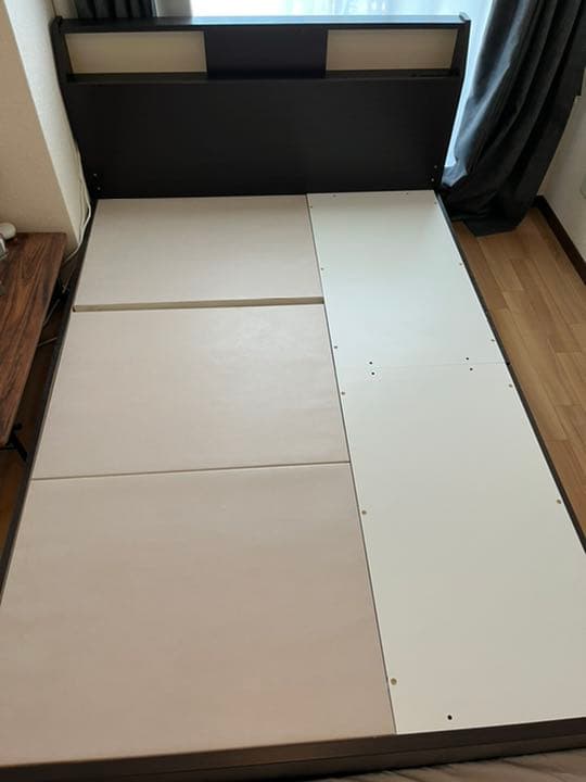 【美品】ニトリ ダブルベッドフレームアザン3 ダークブラウン　マットレス付き