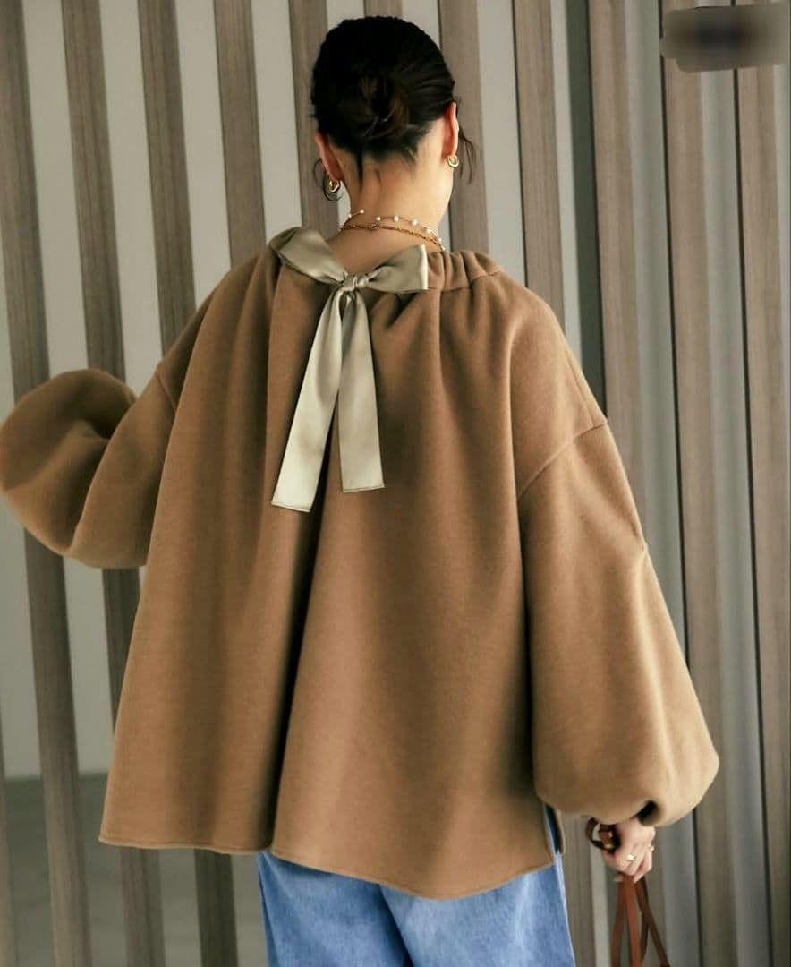 ☆未使用Seventen 2024AW ソフトモッサーギャザーブラウス/ブラウン