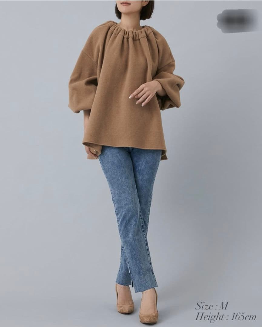 ☆未使用Seventen 2024AW ソフトモッサーギャザーブラウス/ブラウン