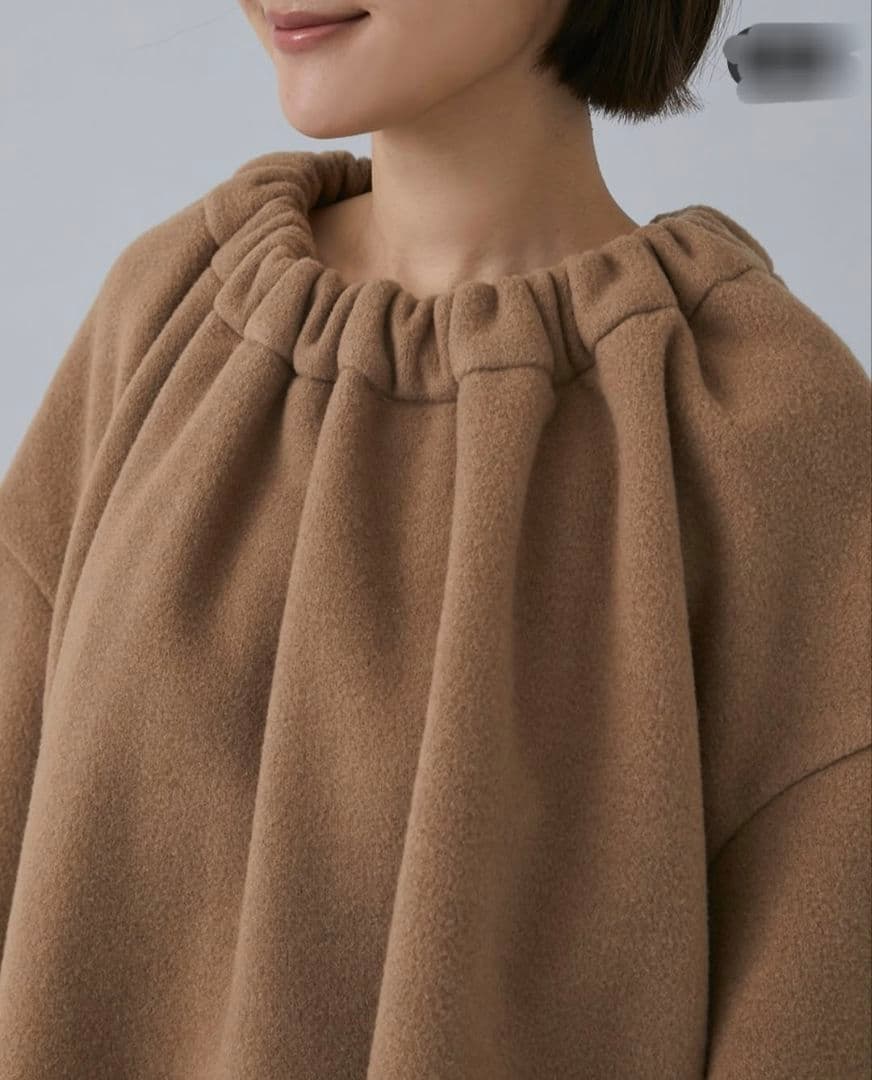 ☆未使用Seventen 2024AW ソフトモッサーギャザーブラウス/ブラウン