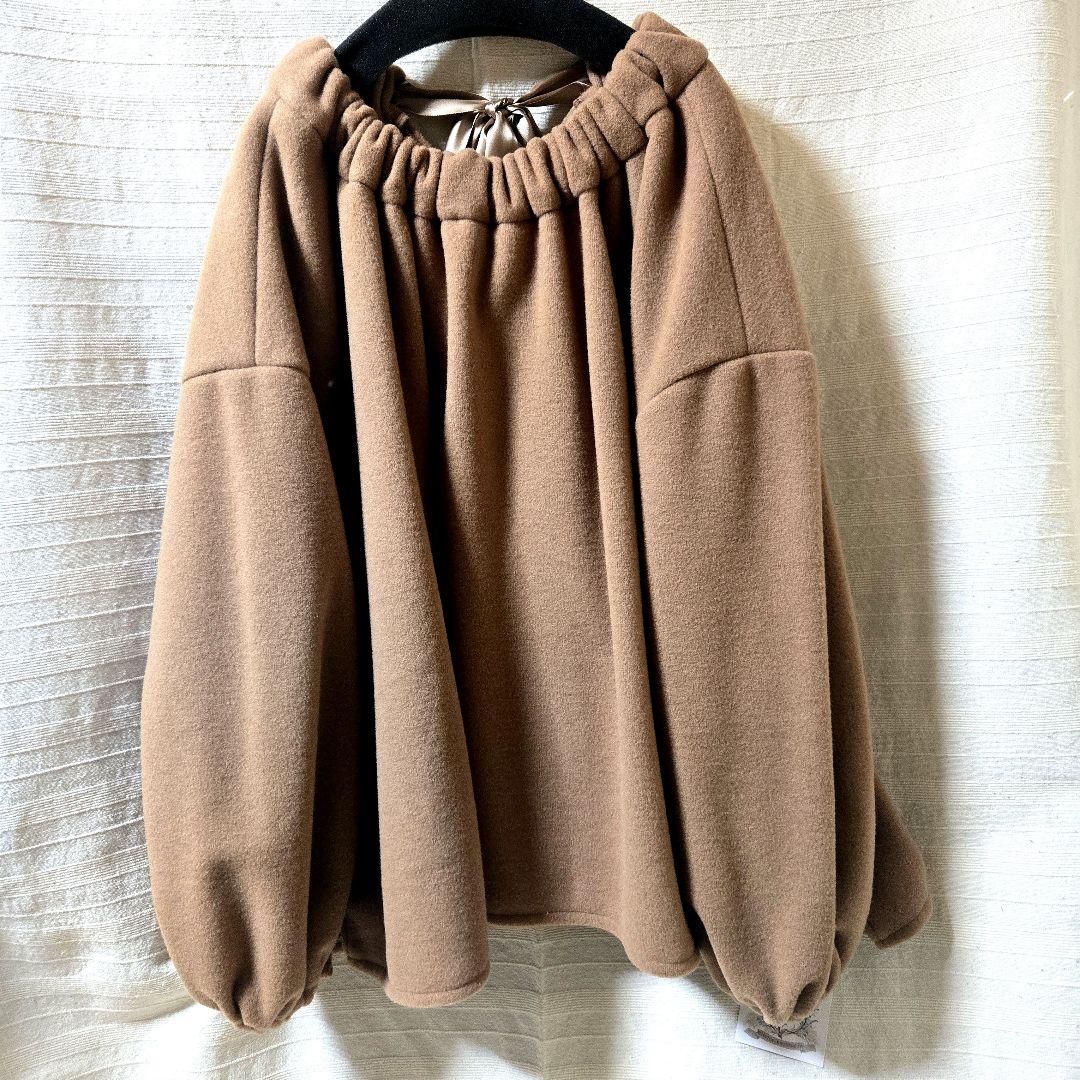 ☆未使用Seventen 2024AW ソフトモッサーギャザーブラウス/ブラウン