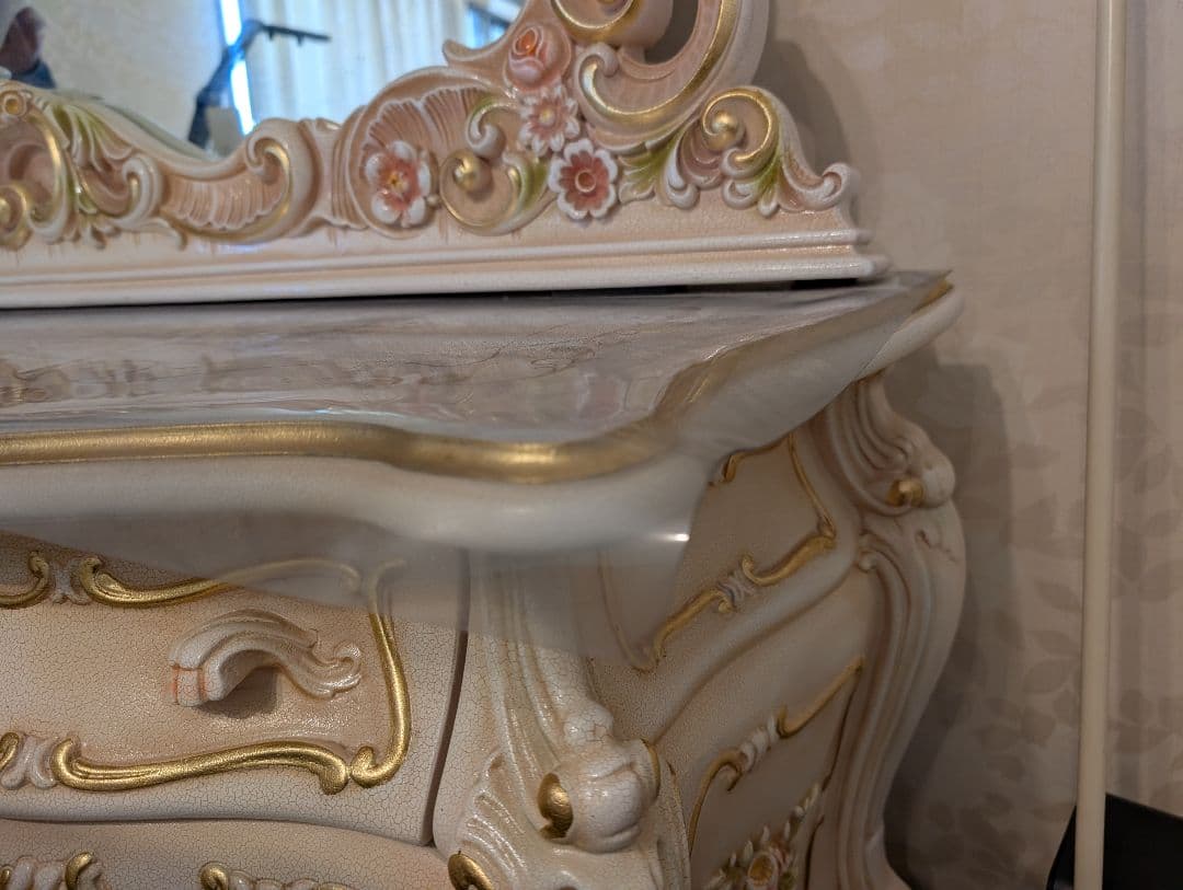 ロココ調　姫系ドレッサー　椅子セット　中古