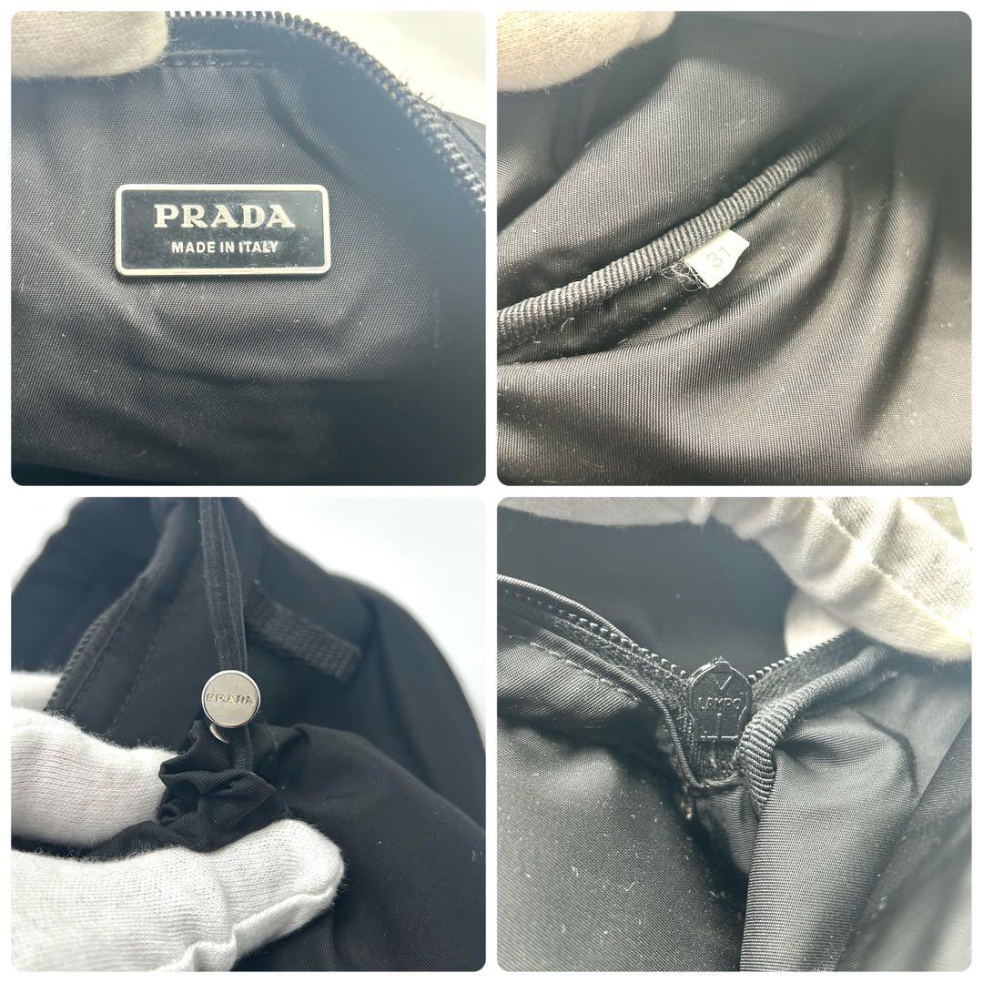 美品✨プラダ　ナイロン　ウエストポーチ　三角プレート　ブラック　シルバー金具