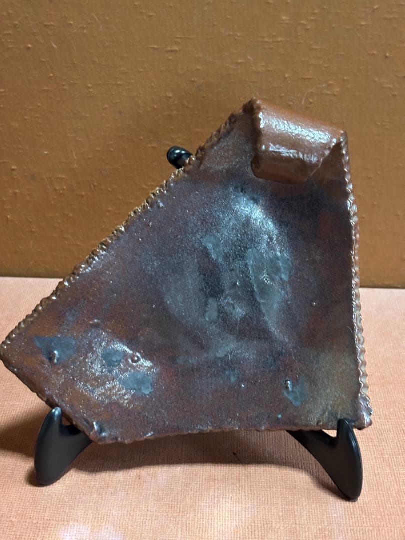 やまちゃん河井寛次郎作鉄黒釉朽葉形皿　検豊穣の森