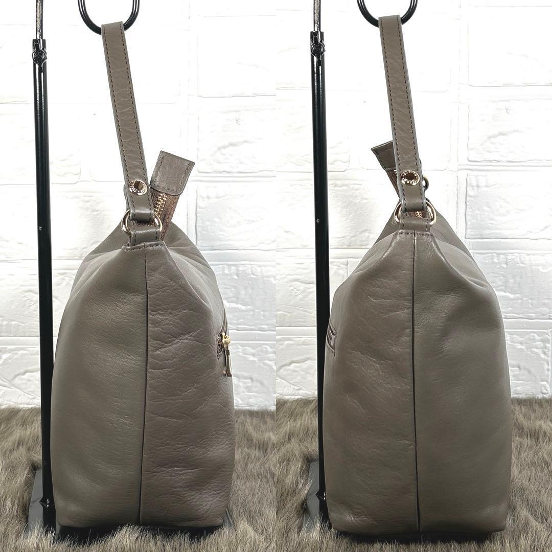 ラシット　RUSSET レザーショルダーバッグ　グレージュ　2way K1447