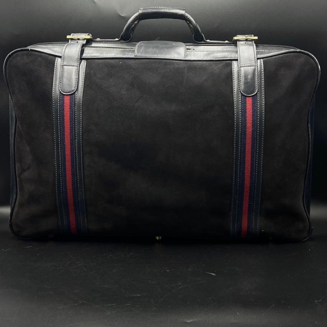 グッチ ボストンバッグ シェリーライン スエード レザー ブラック