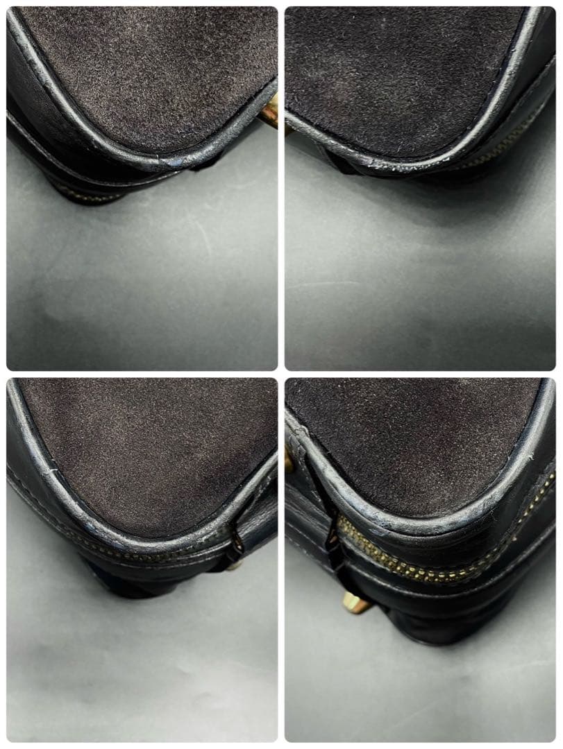 グッチ ボストンバッグ シェリーライン スエード レザー ブラック