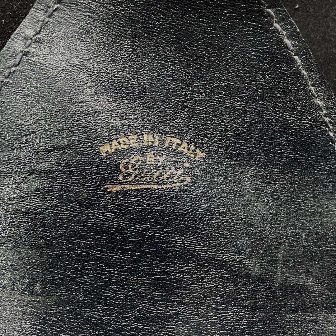 グッチ ボストンバッグ シェリーライン スエード レザー ブラック