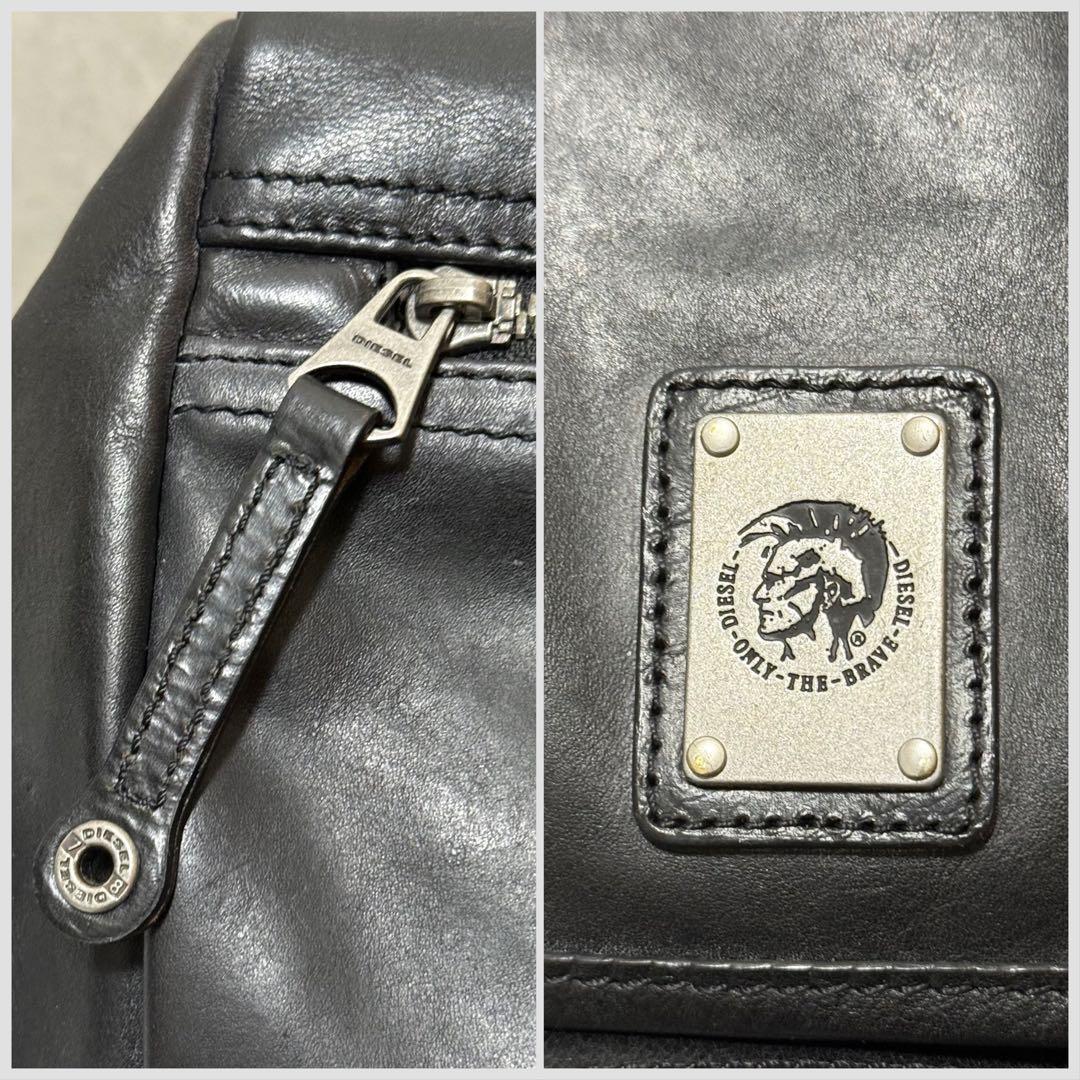 【DIESEL ディーゼル】バックパック　オールレザー　本革　ロゴプレート