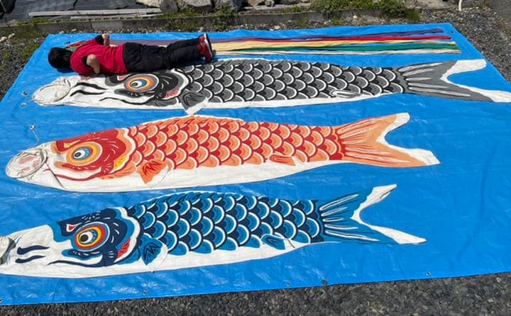 値下げ！大きな鯉のぼり四匹（布製）