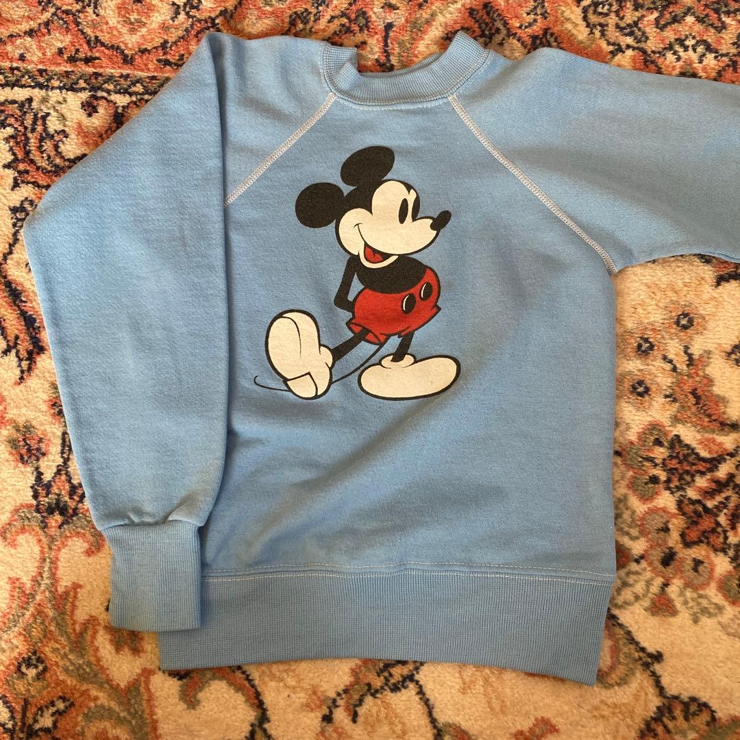 アメリカ古着　ビンテージ　ミッキーマウス 水色トレーナー