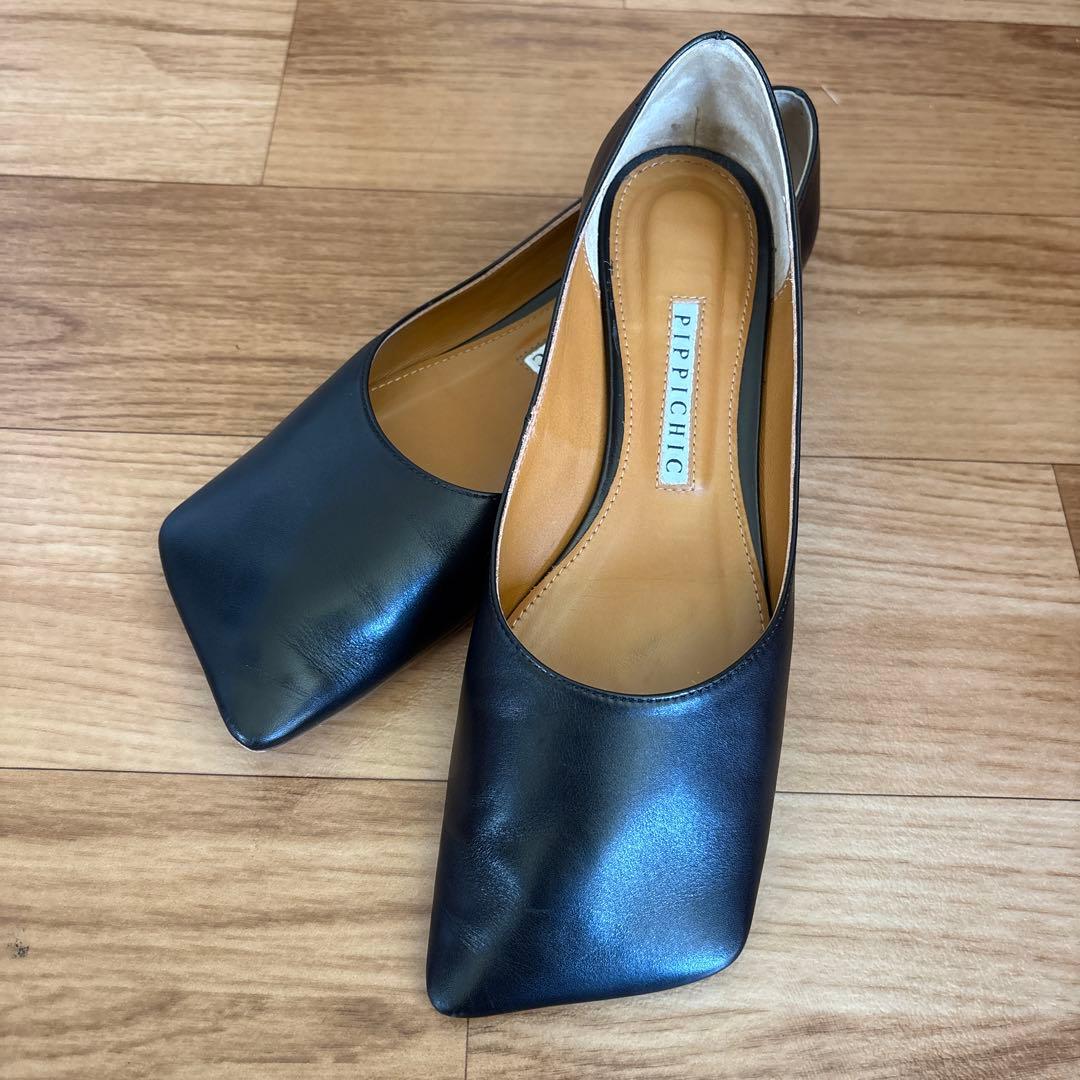 ピッピシック LINDA スクエアトゥ　フラットパンプス　23.5