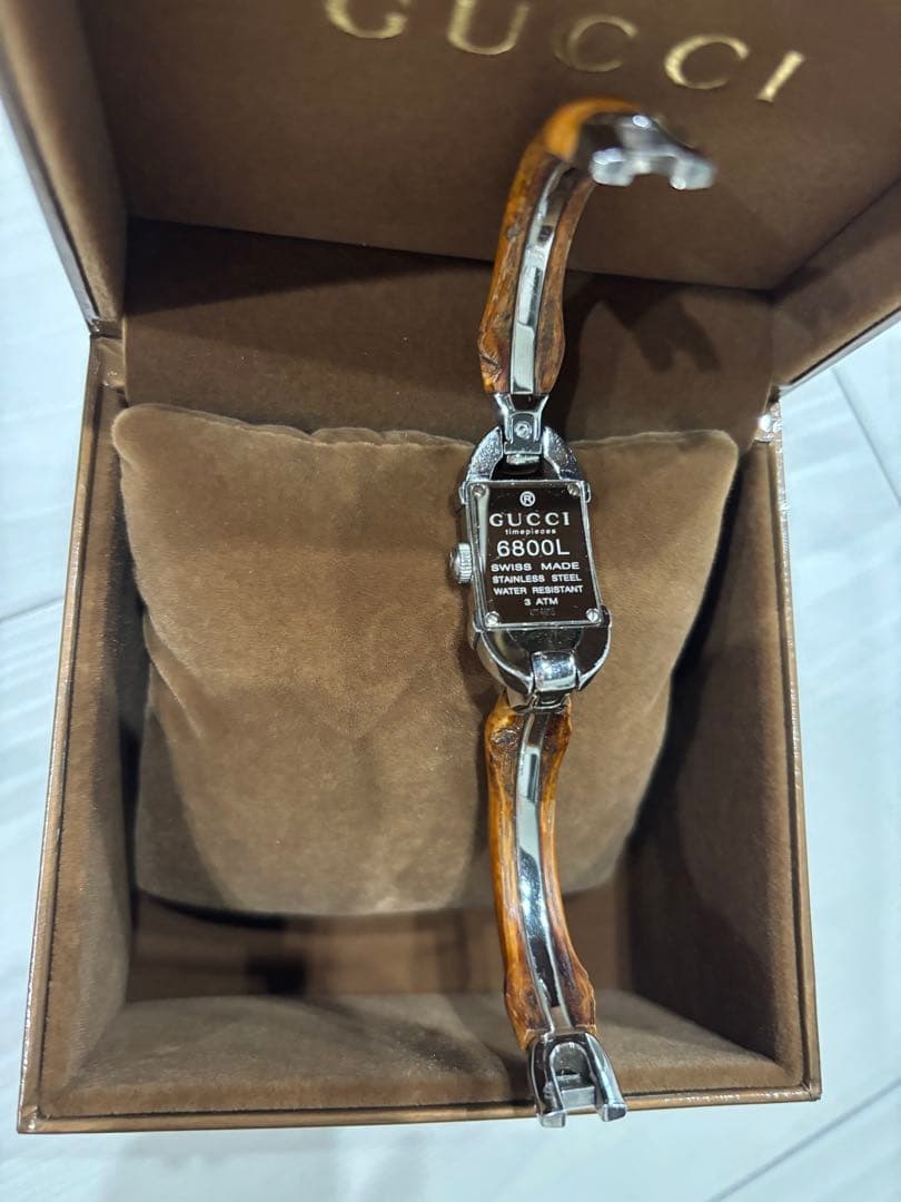 GUCCI 6800L アナログ時計 シルバー/ブラウン