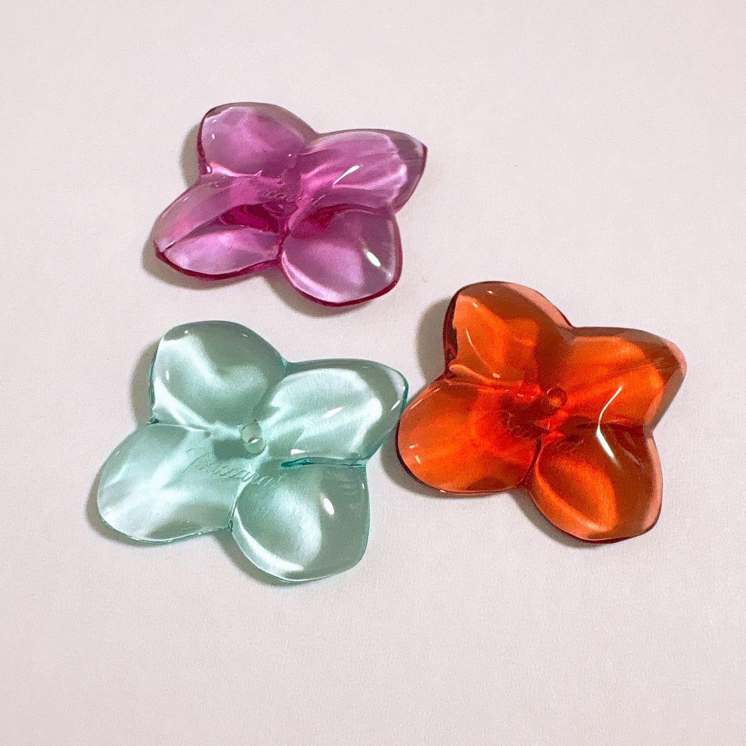 おいしくるくる★バカラ フラワー 花 パーツ 赤 紫 緑 3個セット