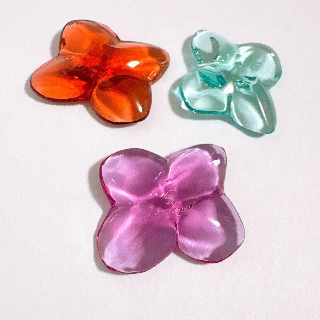 おいしくるくる★バカラ フラワー 花 パーツ 赤 紫 緑 3個セット