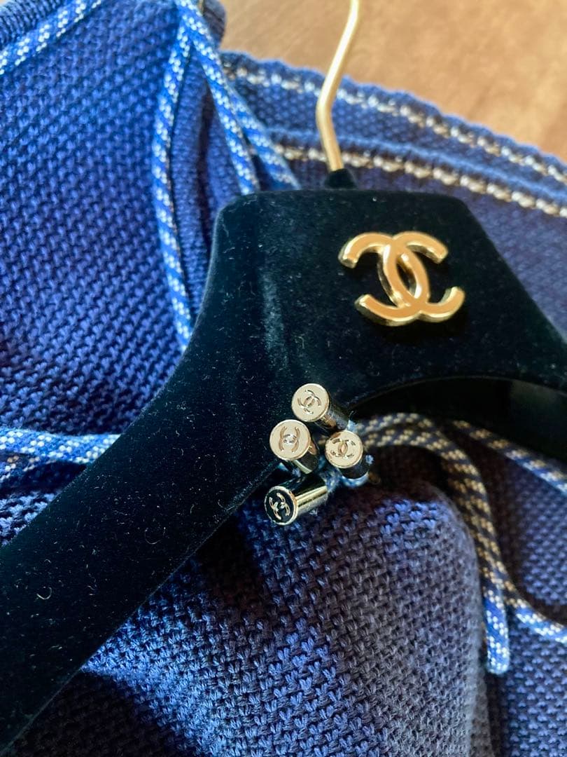 CHANEL サマーニット ノースリーブ ワンピース ドレス 36 ネイビー