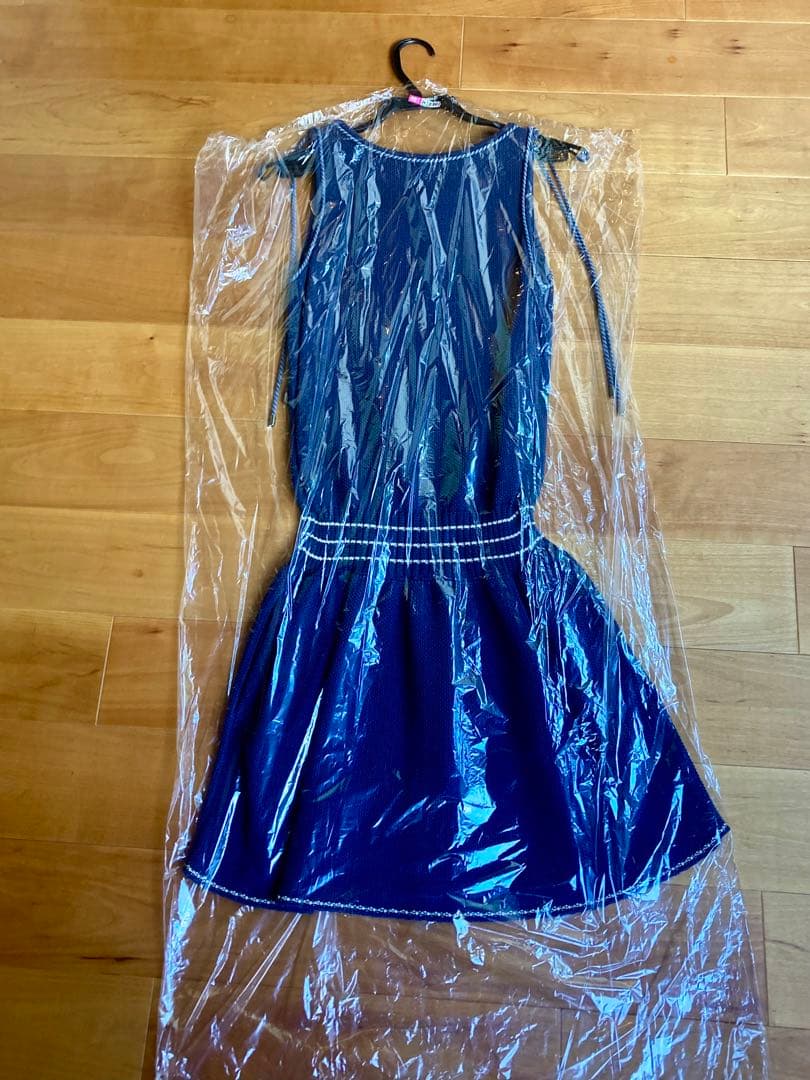 CHANEL サマーニット ノースリーブ ワンピース ドレス 36 ネイビー