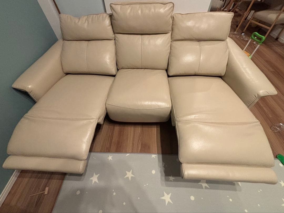 【Takawang】電動リクライニングソファ ベージュ 3人掛け